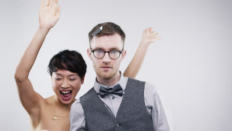 funny nerd guy sexy woman dancing slow motion wedding photo booth series