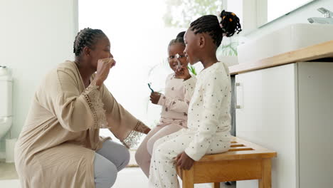 brushing teeth, learning or mom with children