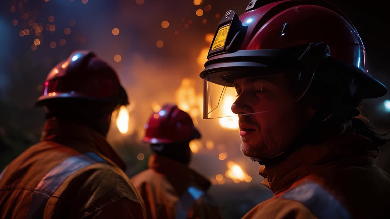 Corajosos bombeiros permanecem unidos contra chamas furiosas, demonstrando resiliência e trabalho em equipe diante de uma emergência de incêndio feroz e protegendo sua comunidade.