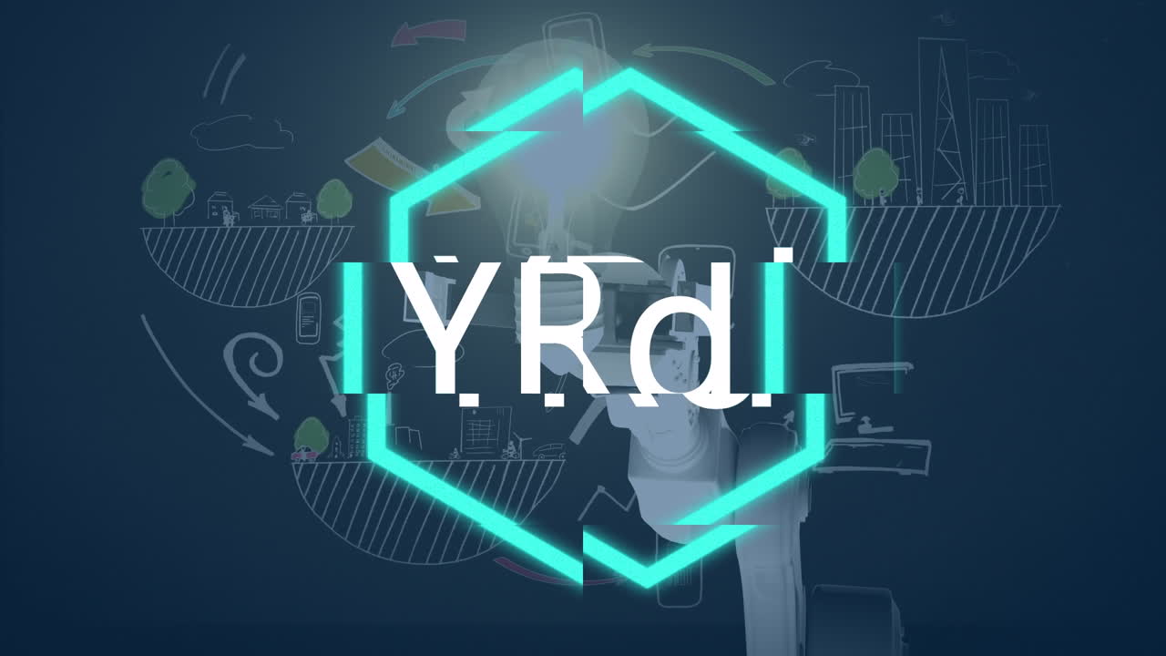 Animation of nft and robot with bulb on navy background