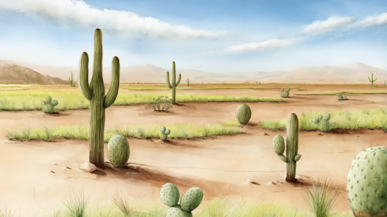 티 가 있는 사막 풍경