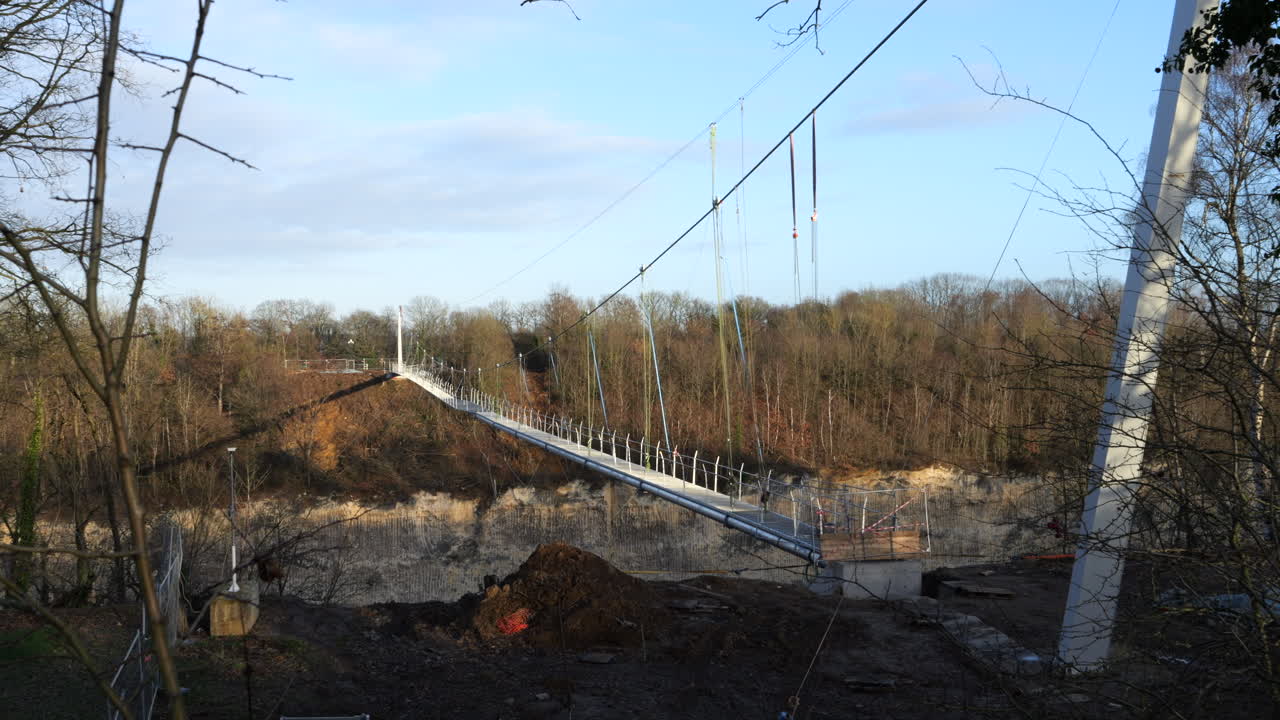 Construction of Suspension Bridge Crossing Albert Canal in Kanne