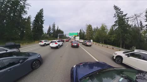 Highway traffic on an overcast day