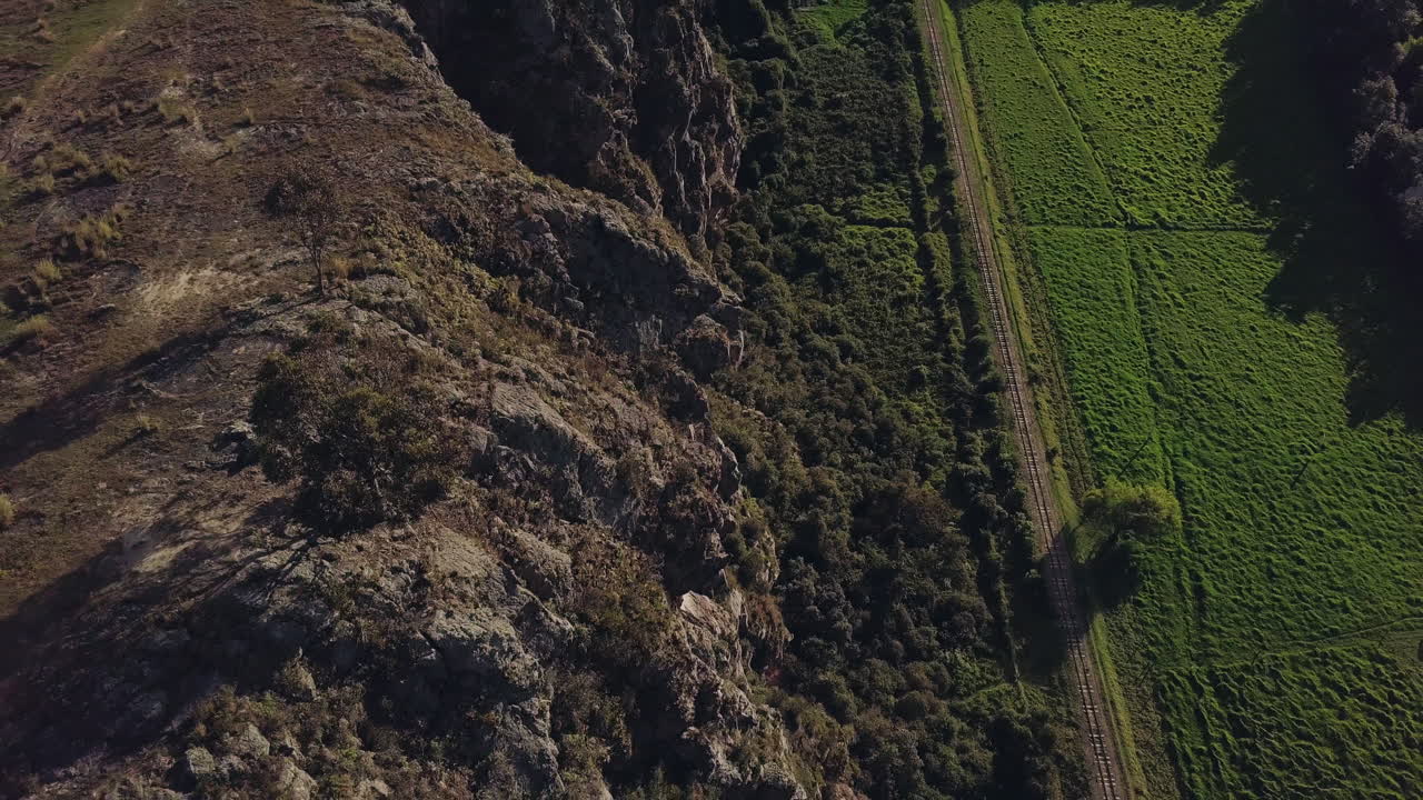 Aerial Overhead Shot of amazing Rock Cliff in Colombia