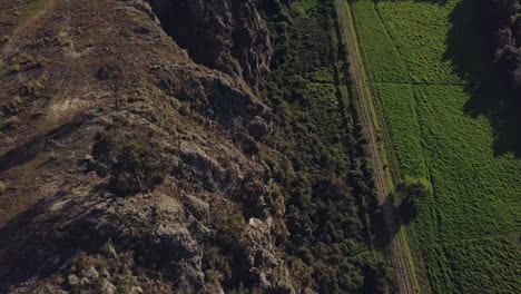 aerial overhead shot of amazing rock cliff in colombia