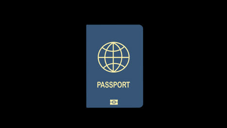 A-blue-passport-with-a-globe-icon-concept-loop-animation-video-with-alpha-channel