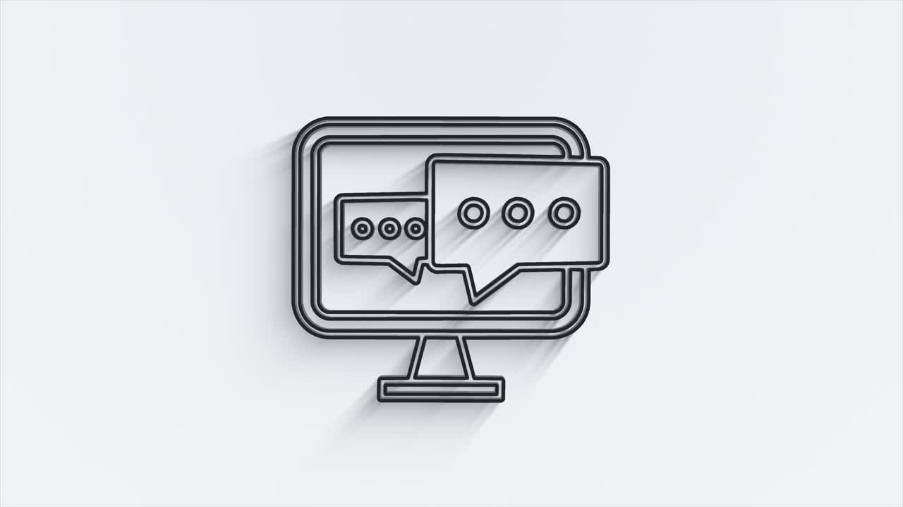 Social media line shadow icon design isolated on white background. Outline web icon. Motion graphics.