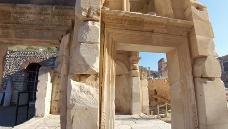 raining ruins of ephesus city, turkey