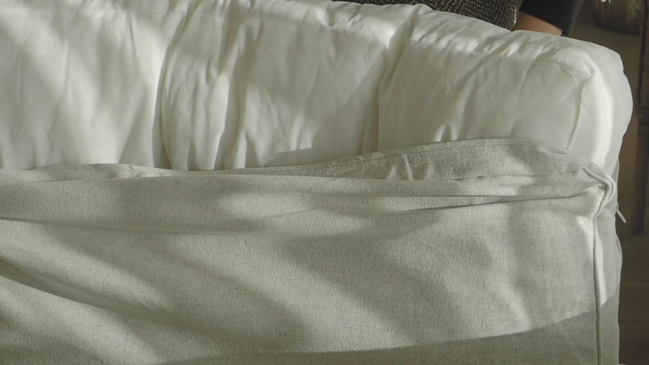 Close-up of a covered couch