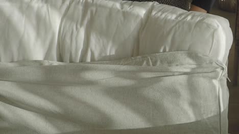 close-up of a covered couch