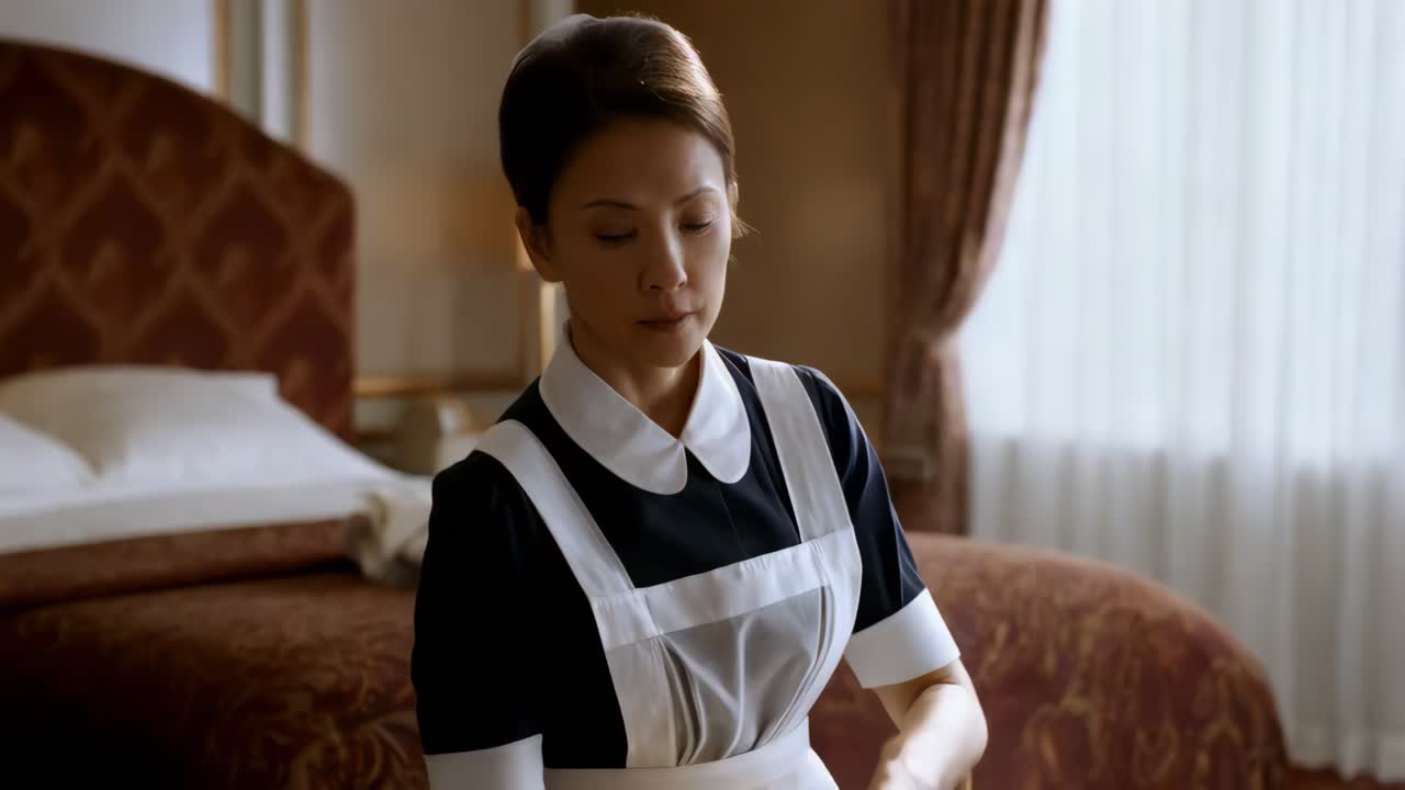 럭셔리 호텔 방 의 하녀