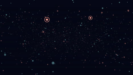 mysterious grid of blue circles on dark background