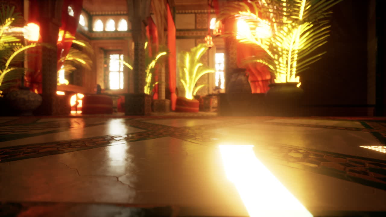 아라비아 궁전 의 웅장 하고 화려 한 내부