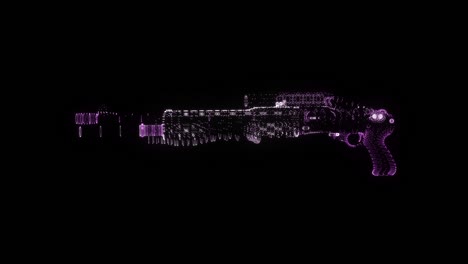shotgun rgb holograma wireframe. buena animación 3d en un fondo negro con un bucle sin costuras para proyectos de futurismo
