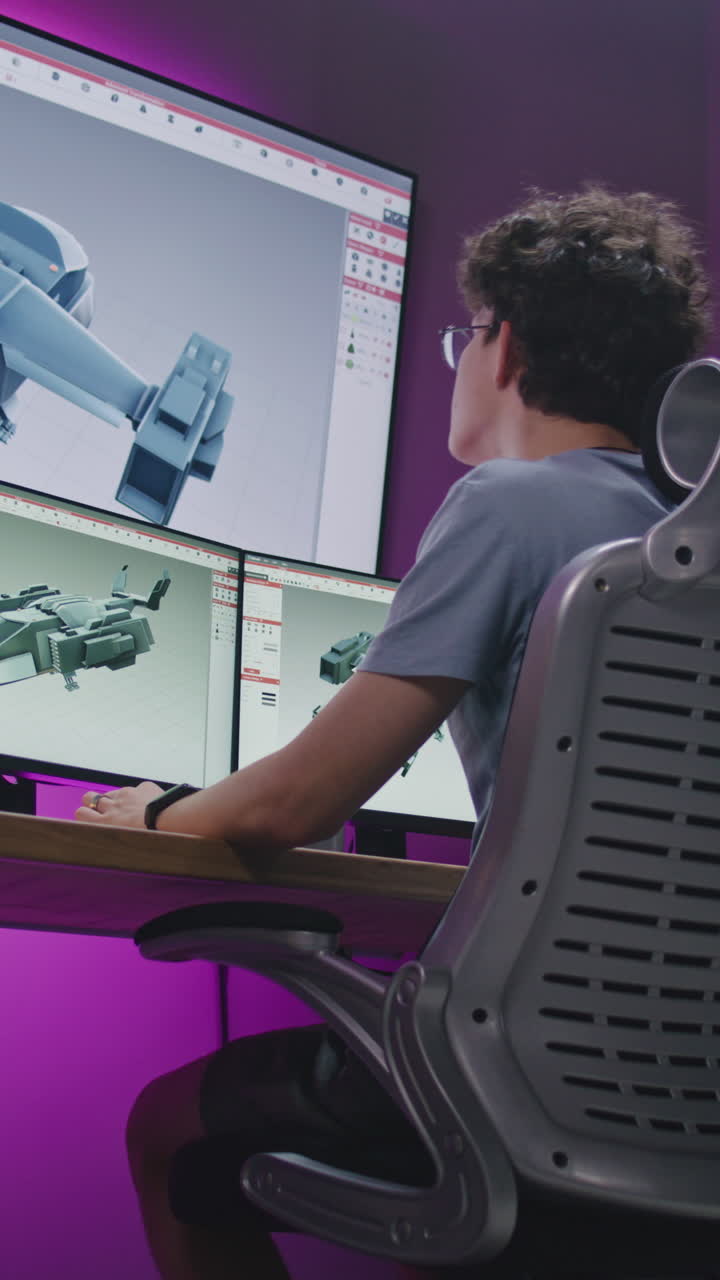 3D Design Student Working on Spaceship Model