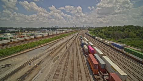 atlanta georgia aerial v655 birdseye wide angle shot of freight train, station and park - dji inspire 2, x7, 6k - august 2020