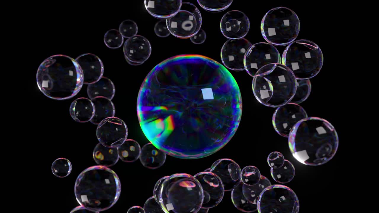 빛나는 거품의 추상적인 클러스터