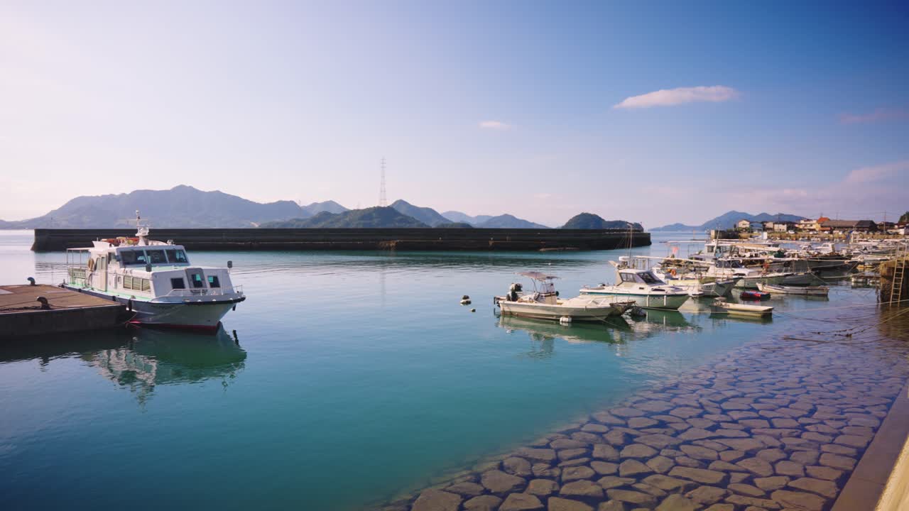 Tadanoumi Port and Okunoshima Island in Distance, Sunny Day in Hiroshima