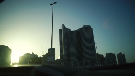cityscape view from a car