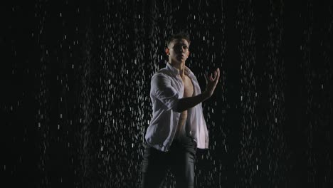 male dancer in the rain