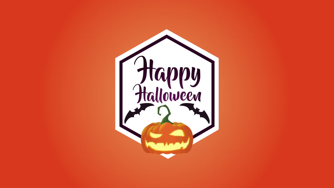 felice foca di halloween con zucca e pipistrelli volanti, animazione