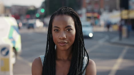 slow motion portrait of happy beautiful african american woman smiling