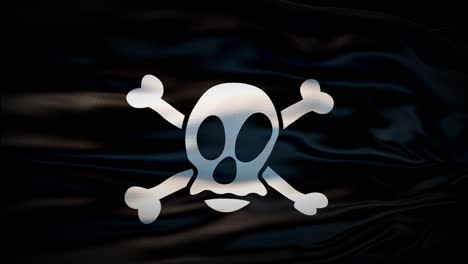 realistic pirate flag is waving 3d animation. sign of skull and swords pirate seamless loop animation. blackjack flag. pirate jolly roger flag. 4k