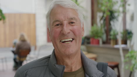 close up portrait of cheerful elderly caucasian man laughing happy looking at camera enjoying relaxed retirement confident satisfaction