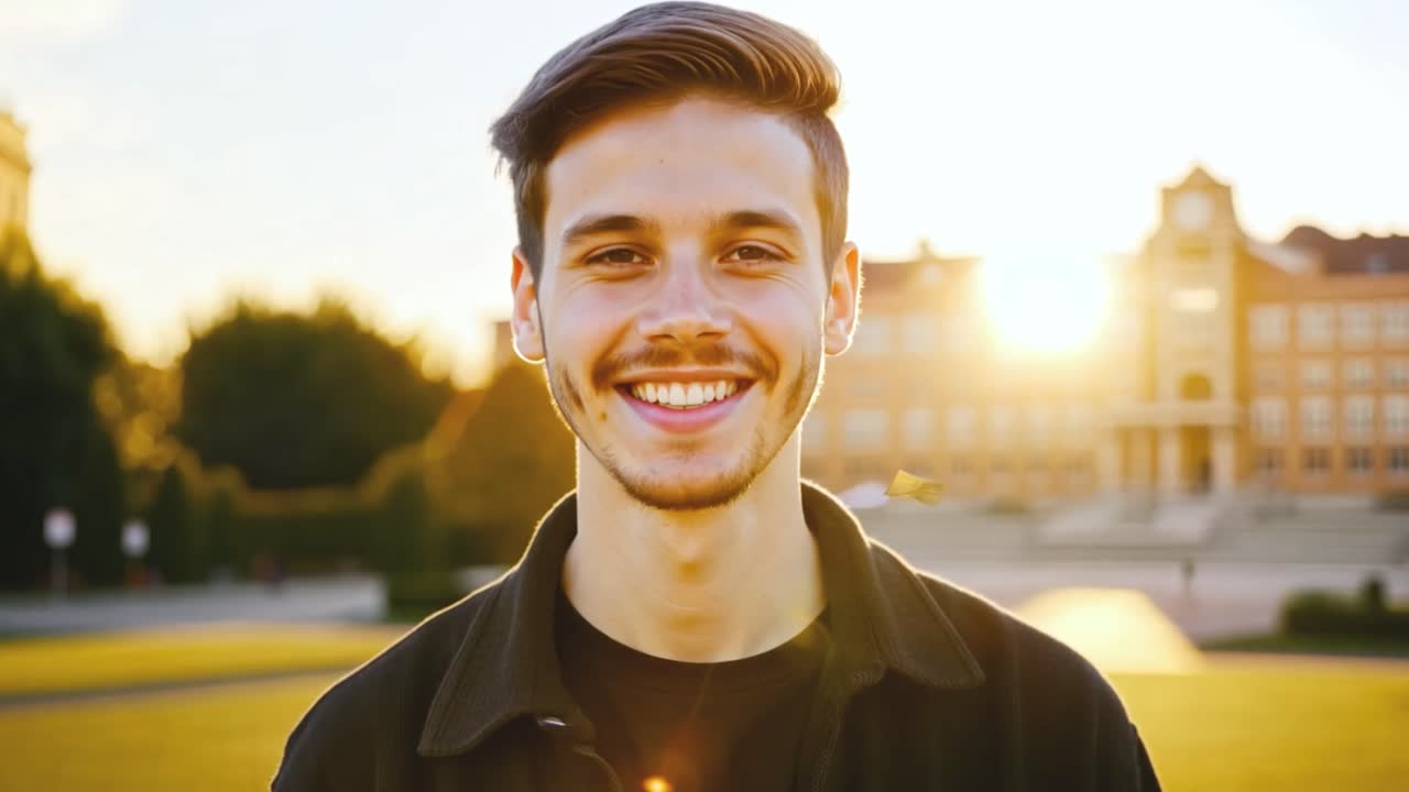Portrait of a Smiling Man on College Campus