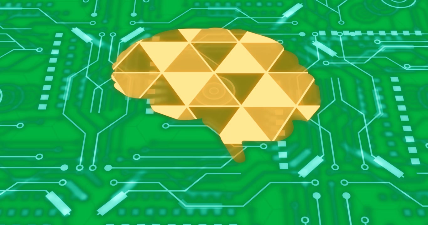 Animation of brain over network of connections, created using generative ai technology