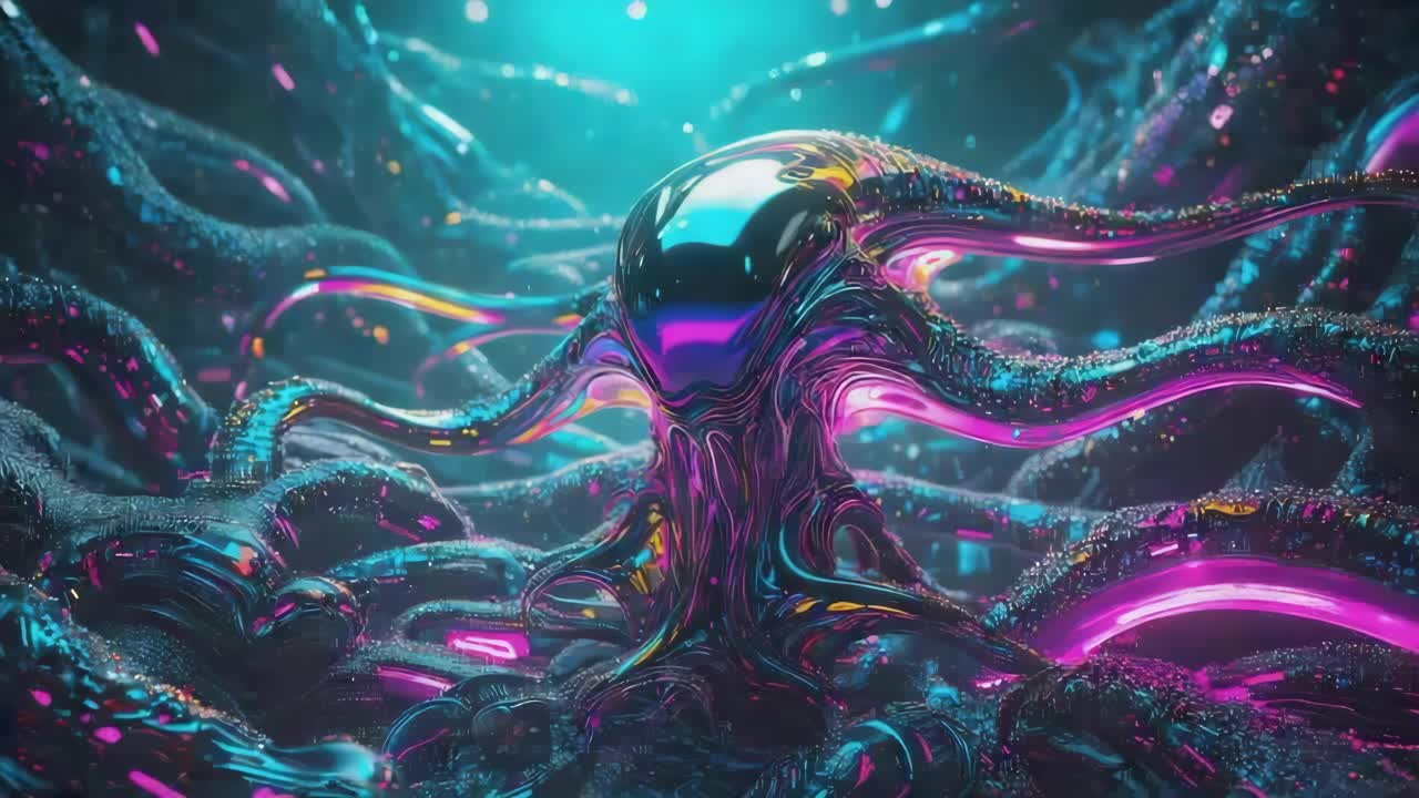 Futuristic Alien AI with Glowing Tentacles