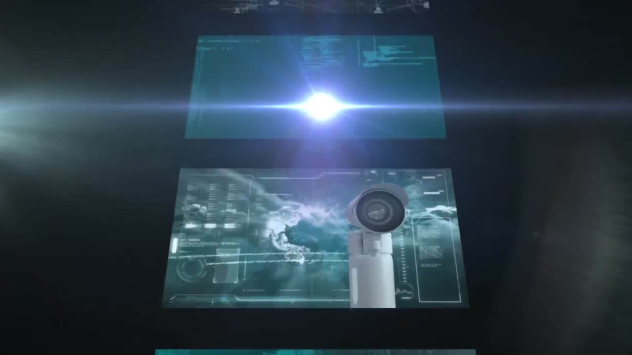 검은 바탕에 있는 빛의 반점의 애니메이션과 데이터 처리