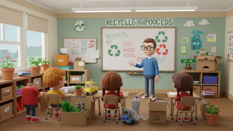educational animation on recycling: a classroom session highlighting the importance of environmental awareness and sustainable practices for children
