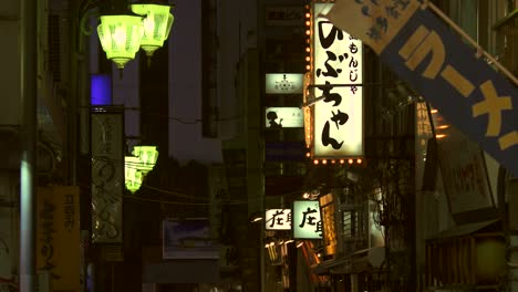 illuminated signs in tokyo alleyway