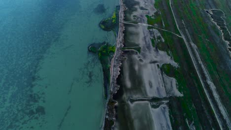 aerial view of a coastal wetland area