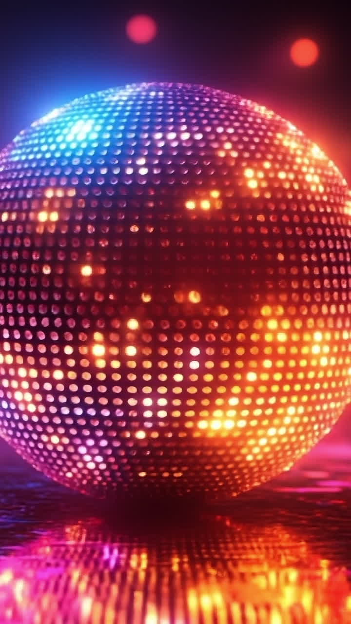 Disco ball shines at dance party. Colorful lights illuminate a shimmering disco ball at a lively dance party, creating a vibrant atmosphere for guests.
