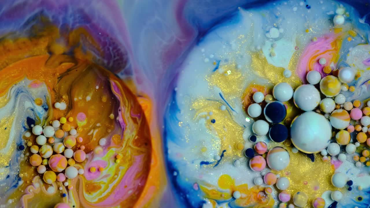 pintura colorida y burbujas fondo abstracto video 4k