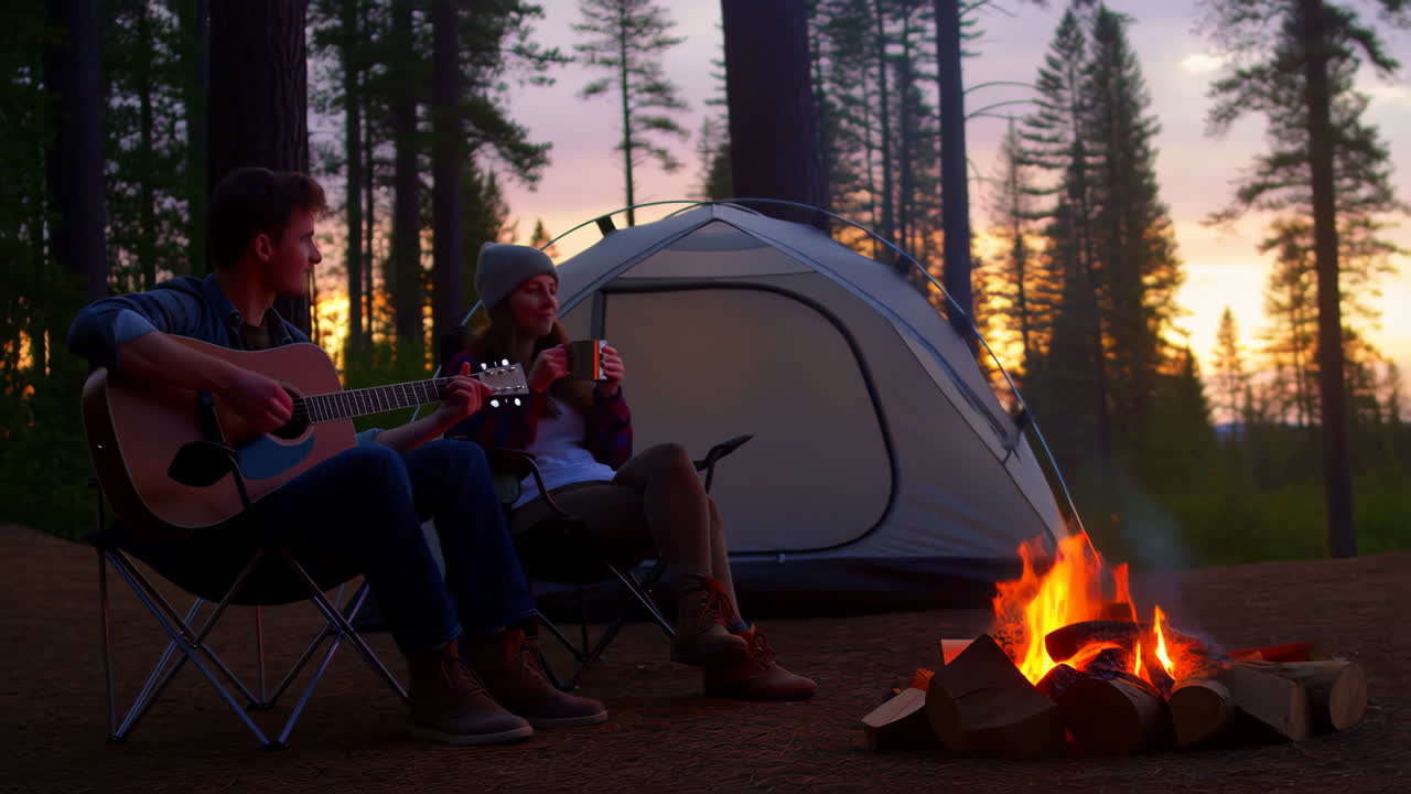 Camping Trip with Music by the Campfire