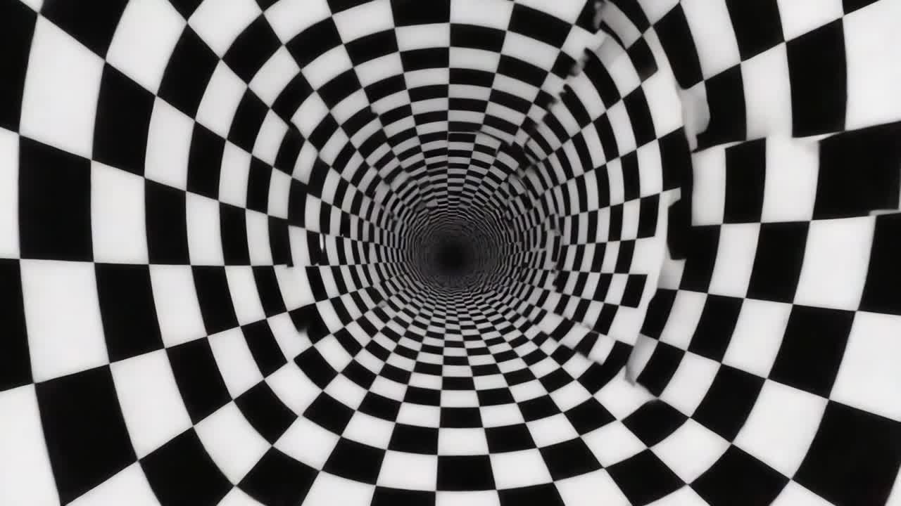 Abstract Black and White Checkerboard Tunnel Vortex