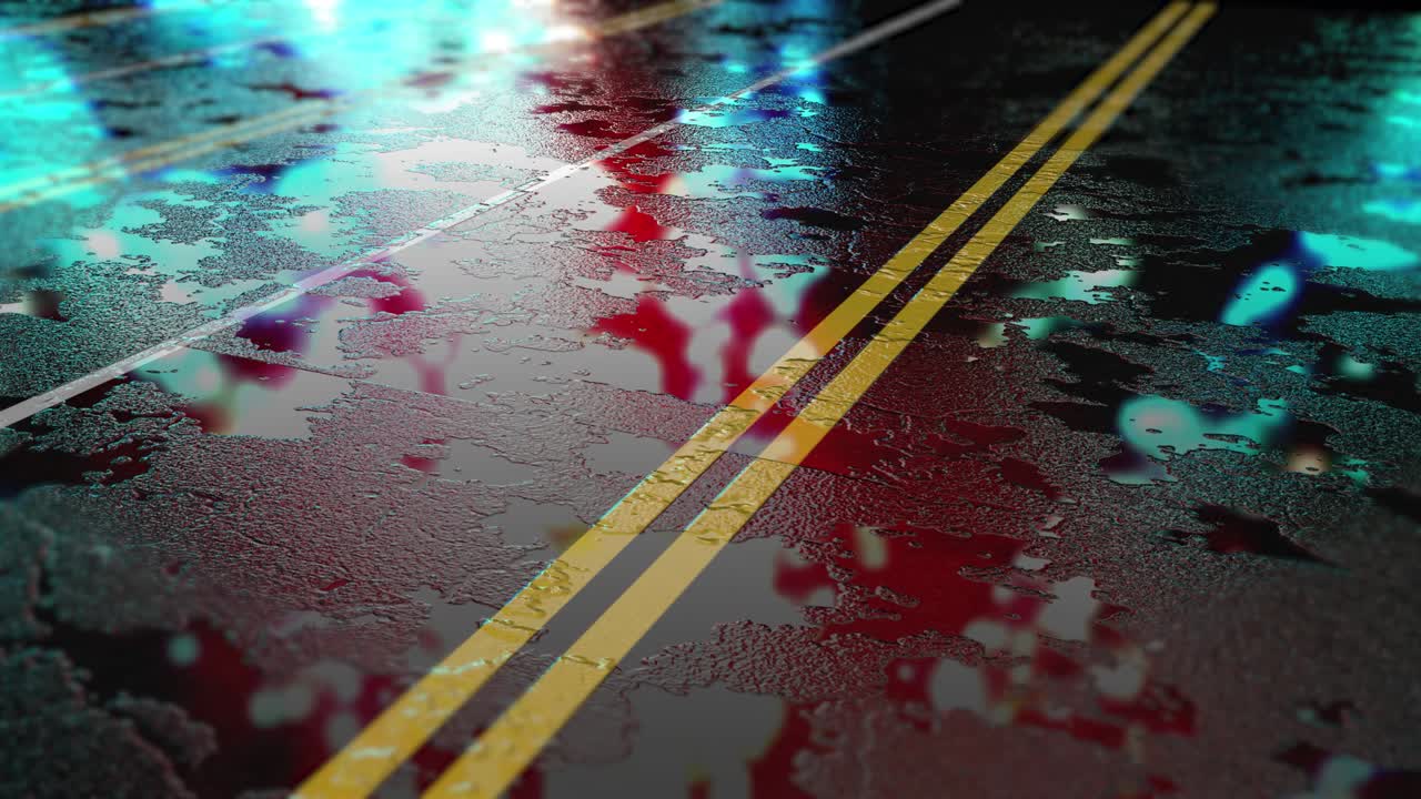 은 도로의 밤 반사. 타임스.