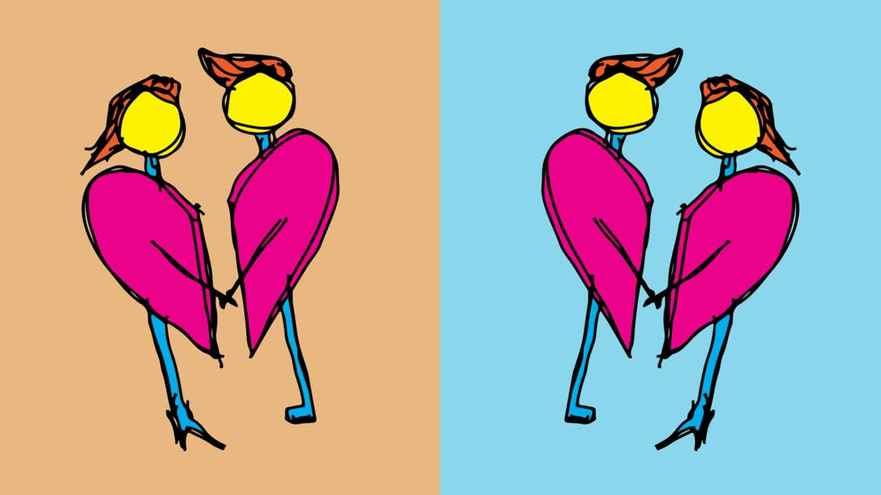 niños dibujando arte pop fondo sin costuras con el tema de los amantes