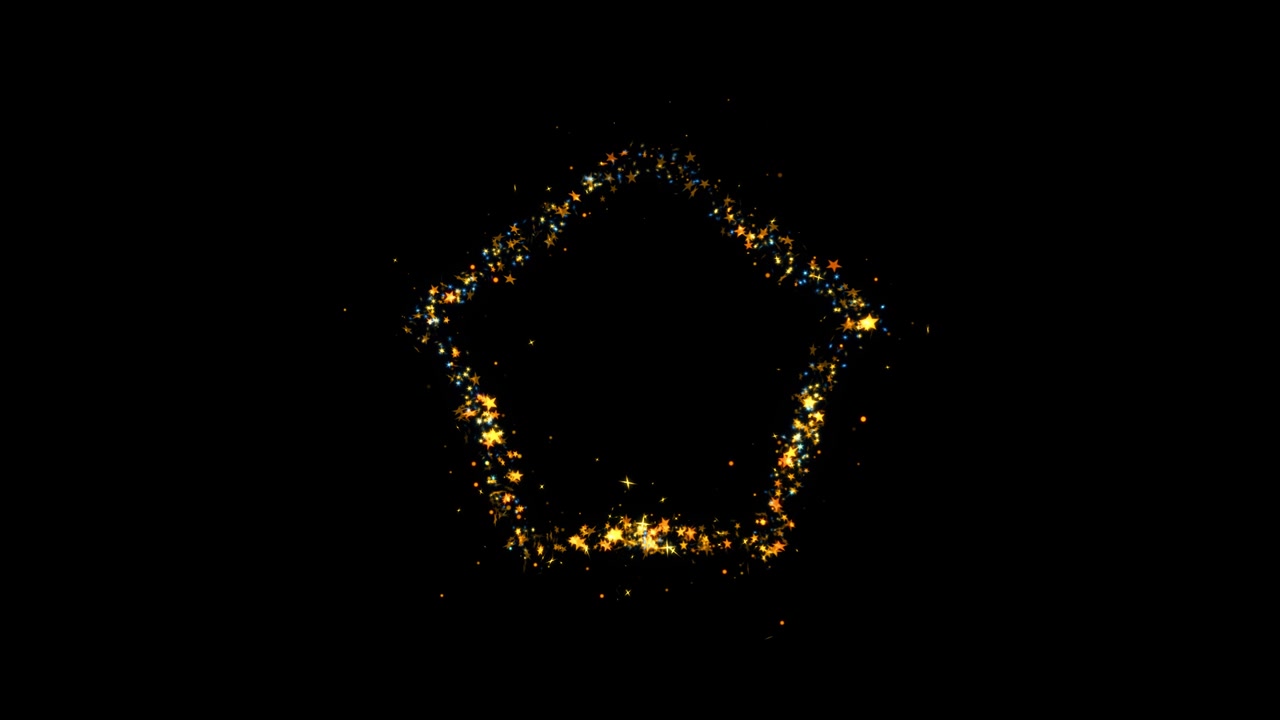 Hexagon shape sparkling golden glitter spiral lens effect shining magic sparkling particles star