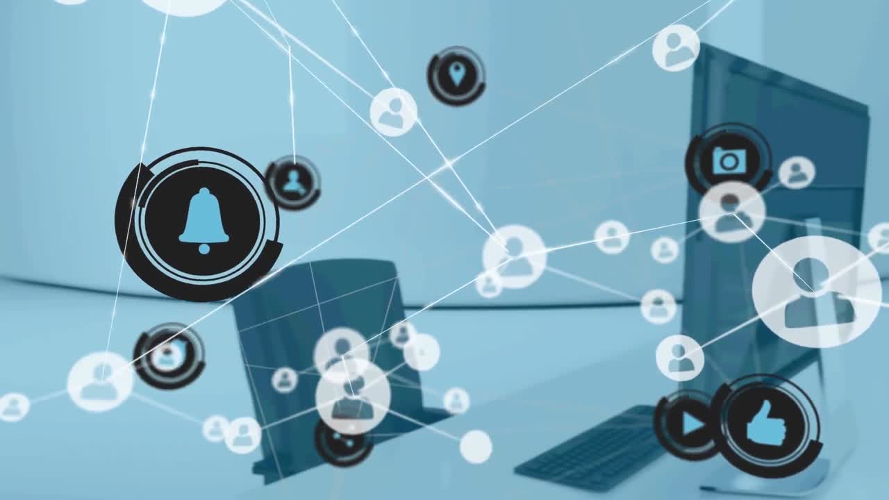 Animazione di una rete di connessioni su ufficio