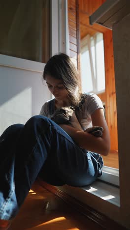 girl hugging a pug dog