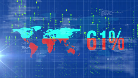 animation of data processing over world map and binary coding