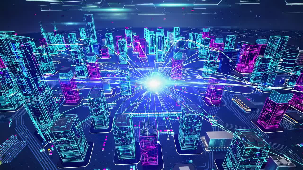 paisaje urbano digital futurista