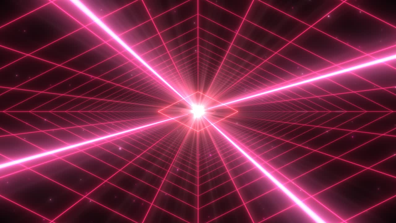 synthwave retro griglia tunnel e futuristico diamante luci al neon glow - 4k seamless loop motion animazione di sfondo