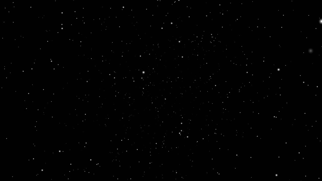 Flying through a field of luminous particles, seamless looping animation with dark background