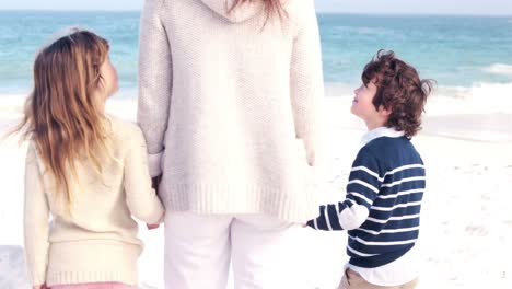 Mother-and-children-looking-at-the-sea