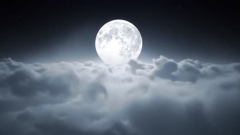 a mesmerizing view of a full moon shining brightly above the clouds, creating a serene and ethereal atmosphere that captivates the imagination and inspires wonder